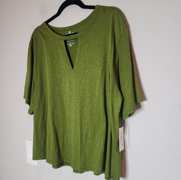 NWT Velvet By Graham & Spencer Green Vintage Slub Cotton Tee women's size XL - Picture 15 of 16